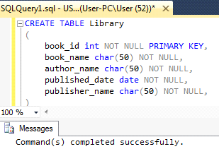 Create Table Library