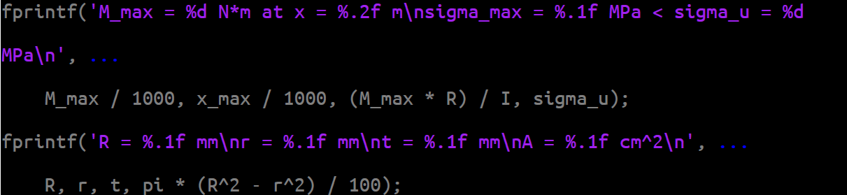 for loop in matlab